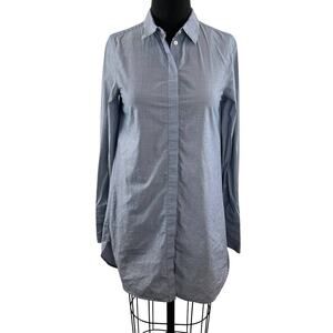 BABATON Blue Top Cotton Collared Long Sleeve Button Up Tunic Regular  XS